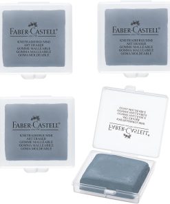 Faber-Castell Erasers - Drawing Art kneaded Erasers. Large Size Grey - 4 Pack